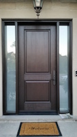 Fiberglass door with 2 sidelites with Acid Frost glass