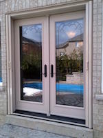 Garden door with custom wrought Iron in ful glass panel